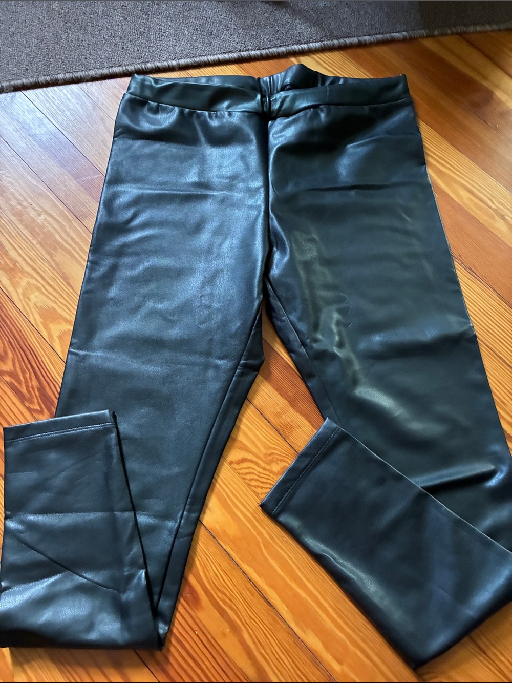 Black Faux Leather Leggings - Women's Slim Fit